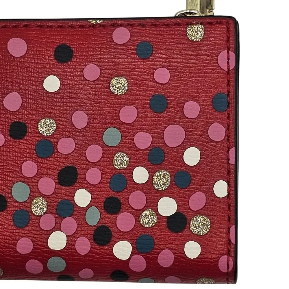 Kate Spade Cameron Street Confetti Dot Stacy Red Multicolor Slim Wallet